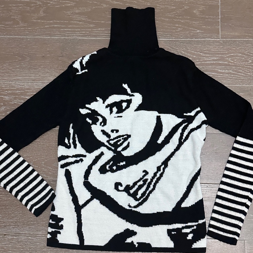 Girls 18 Black and White Graphic Turtleneck Sweat Size XS 4623-2